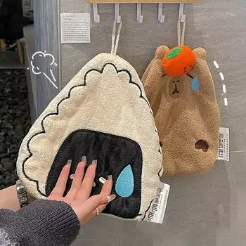 Cartoon Animal Hand Towels Kawaii Hanging Wipe Towel Super Water Absorption Hanging Cloth Quick Drying Hand Towel Home Supplies