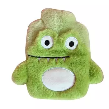 Cartoon Animal Hot Water Bag Leakproof Explosion Proof Portable Hot Water Bottle with Soft Cover зелёный
