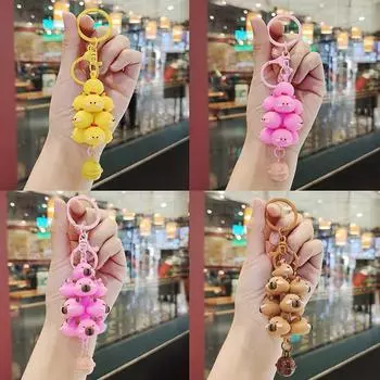 Cartoon Animal Kapibala Chick Key Chain Pvc Cute Pet Paradise Keychain Backpack Pendant Keyring For Children Women Gifts C