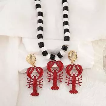 Cartoon Animal Lobster Pendant Necklace Neck Jewelry Holiday Beach Necklace Party Style A