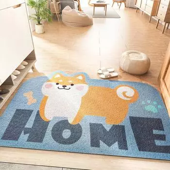 Cartoon Animal PVC Sand Scraping and Dust Removal Door Entry Floor Mat Household Resistant Entrance Door Wire Ring Anti-slip Mat 45*75cm