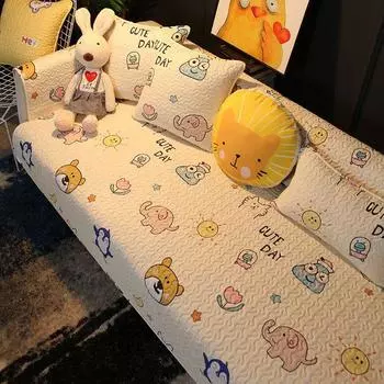Cartoon Animal Sofa Cushion All Year Round Neutral Non Slip Cotton Fabric Sofa Cover Cushion Cute Special Offer Cover Towel Joy Forest 70*70cm