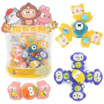 Cartoon Animal Suction Cup Spinning Music, Dining Table Bathroom Rotating Windmill Finger Gyro 0-2 Year Old Baby Toy