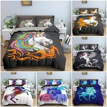 Cartoon Animal Unicorn Bedding Set Bedclothes Kid s Bedroom Duvet Cover Set Pillowcase King Queen Twin Size Home Texture 70x133cm 2pcs