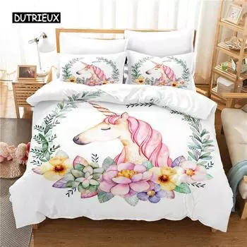Cartoon Animals Bedding Set Duvet Cover Set 3d Bedding Digital Printing Bed Linen Queen Size Bedding Set Fashion Design EU single(135x200cm)