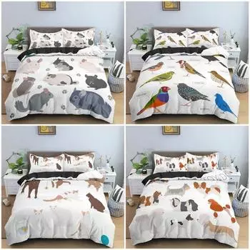 Cartoon Animals Pattern Duvet Cover Luxury Cozy Bedding Set For Bedroom With Pillowcase Single Twin King Size Bedclothes 70x133cm 2pcs