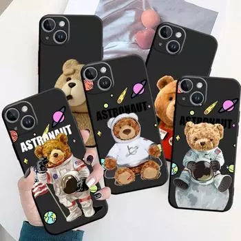 Cartoon Astronaut Bear Phone Case for Redmi 6 7 8 9T 9C 10A K40 Pro K50 8A 7A 10C 9A 9 10 K50 Gaming 6 Silicon Black Shell Cover Redmi 6