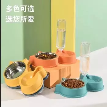 Cartoon Automatic Drinking Water Dog Food Basin Dog Cat Bowl Diet Drinking Water Double Bowl Pet Supplies Dog Feeder Pet Feeder