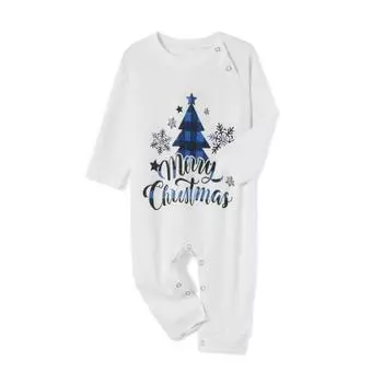 Cartoon Baby Onesie Toddles Crawling Suit Christmas Tree Letter Print Long Sleeve Jumpsuit Sleepwear Outfits for Kids XXL Baby белый