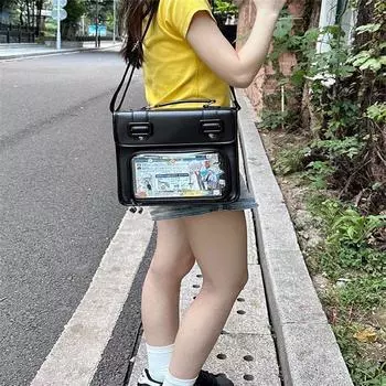 Cartoon Backpack Shoulder Bag College Student Crossbody Bag Female Ins Easiest for Match Go out to Play Large Capacity Backpack Shoulder Bag Backpack Black
