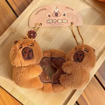 Cartoon Baking Capybara Key Ring Soft Plush Doll Keychain Kawaii Doughnut Animal Pendant Couple Style 2