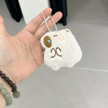 Cartoon Ball Chain Charms Soft Guinea Pig Pendant Cute Capybara Plush Keychain Backpack Decor бежевый