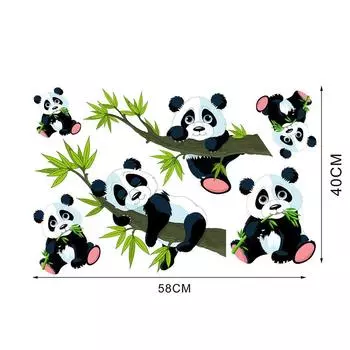 Cartoon Bamboo Panda Wall Sticker Waterproof Wallpaper Decal Panda Mural Decals Home Decoration 40x58cm