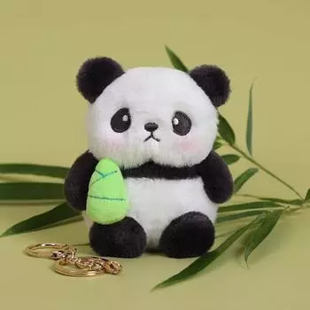 Cartoon Bamboo Tube Pendant Keyring Panda Plush Keychain Creative Hanging Accessory bamboo shoot