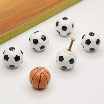 Мультяшный баскетбольный футбольный мяч дверная ручка шкафа мебельная ручка для шкафа сферическая одноотверстие ручка для ящика керамическая ручка тяги