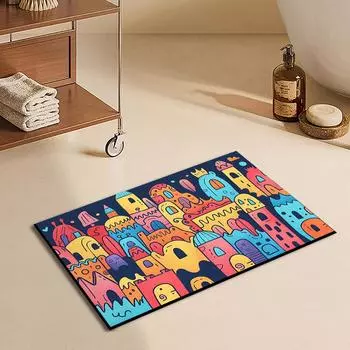 Cartoon bathroom absorbent floor mat, non-slip and quick-drying bathroom door floor mat, wear-resistant and easy to take care of 40X60cm 15.7X23.6in