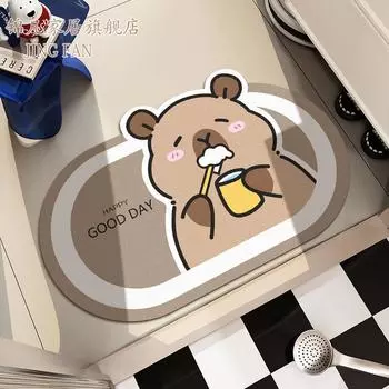 Cartoon bathroom absorbent floor mat toilet dirt-resistant non-slip diatom mud toilet quick drying 40X60cm 15.7X23.6in