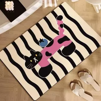 Коврик для ванной комнаты с мультяшным рисунком, противоскользящий, грязный и износостойкий, из диатомовой грязи, для крыльца, двери, легко сушить и легко ухаживать за ковриком 40*60cm