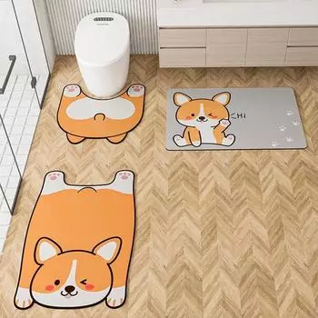 Cartoon Bathroom Mats Super Absorbent Toilet Rug Anti Slip Bath Mat Quick Dry Foot Floor Mat Entrance Doormat Carpet Washable one size