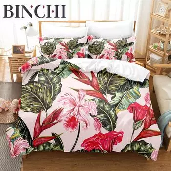 Cartoon Beautiful Flower Bedding Set Duvet Cover Set 3d Bedding Digital Printing Bed Linen Queen Size Bedding Set Fashion Design EU single(135x200cm)