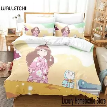 Cartoon Bee Puppy Cat Bedding Set Duvet Cover Bed Set Quilt Cover Pillowcase Comforter king Queen Size Boys Adult Bedding Set 70x133cm 2pcs