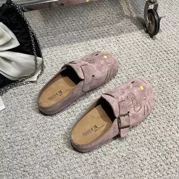 Cartoon belt buckle cute thick-bottomed bag head half slippers women wear summer new slippers 35