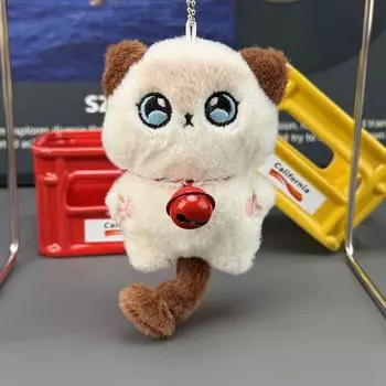 Cartoon Big Cute Eyed Cat Plush Toy Pendant With Bell For Kids Bag Decor Red Bell