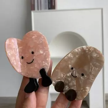 Cartoon Bread Shape Hair Claw Acetic Acid Croissant Claw Clip Cute Acetic Acid Grab Clip Girl white bread