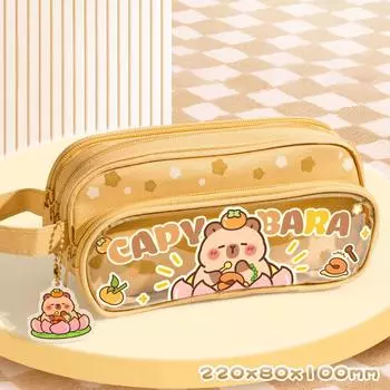 Cartoon Butter Bear Capybara Pencil Bags Large Capacity Pencil Case Student Stationery Organizer Little Bear Pencil Case Gifts A3