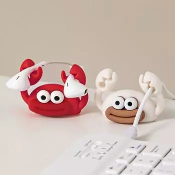 Cartoon Cable Holder Crab Shape Winder Wire Organizer Holder for Desktop Self-Adhesive Wire Stand Creative Data Cable Clip красный