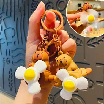 Cartoon Capibala Capybara Keychain Happy Spin Aircraft Propeller Key Chain Bag Pendant светло-коричневого