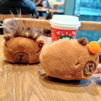 Cartoon Capybara Plush Keychain Plush Stuffed Guinea Pig Pendant Birthday Gift Orange-Pendant