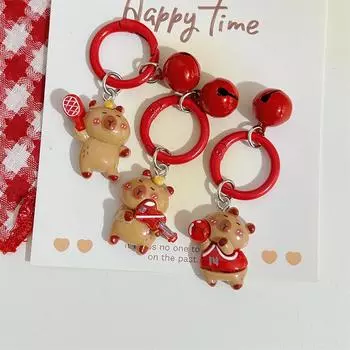 Cartoon Capybara Resin Bright Flatback Animal Keychain Earphone Case Car Keychains Backpack Ornament Pendant Jewelry Make Gifts