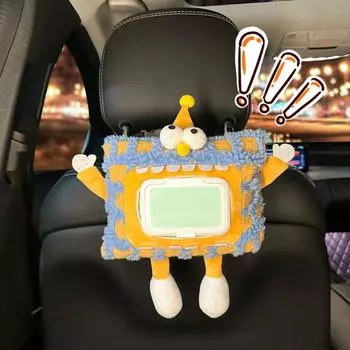 Cartoon Car Wet Wipes Bag Creative Hanging Napkin Holder Wet Wipes Container Bag Living Room Pink-Style A