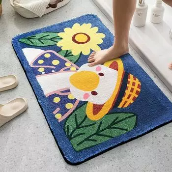 Cartoon cashmere bathroom dirt-resistant non-slip floor mat furry household kitchen mat absorbent foot mat entrance mat 400MMx600MM