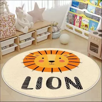Cartoon Cashmere Circular Rug Children s Crawl Mat Washable Reading Area Bedroom Bed Rug 80cm diameter round