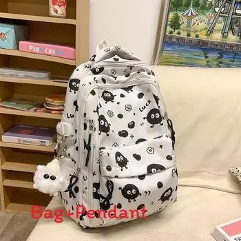 Cartoon Casual Printed Nylon Backpack With Padded Shoulder Straps For Daily Use