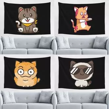 Cartoon Cat Abstract Tapestry Office Living Room Decoration Home Wall Tapestry 100x75cm
