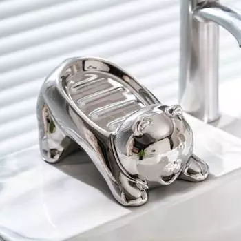 Cartoon Cat Ceramic Soap Box Home Bathroom Creative Soap Box Hand Sink Drain M