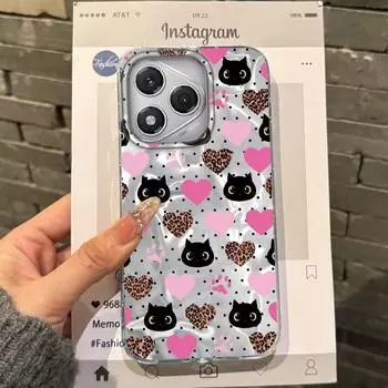 Cartoon Cat Love Heart Girls Case For Honor 400 Pro X9c Magic7 6 5 200 Lite Smart X9a X8a X8b X8c X7c X6 X8 90 70 Fundas Cover Honor X9b белый