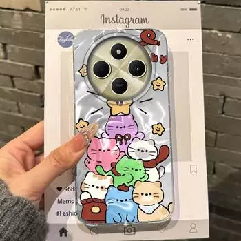 Cartoon Cat Love Heart Women Girls Phone Case For Xiaomi Poco X3pro X5 M6 X6 X3 NFC M5s M6 Pro C75 C61 Bumper Fundas Cover Redmi Note 10 4G белый