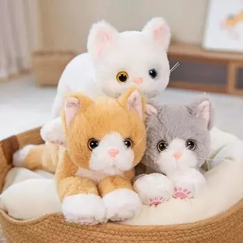 Cartoon Cat Simulated Cat Plush Toy White/ Gray Plush Cat Doll Plush Kitten Pillow Girl Toys белый