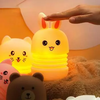 Cartoon Cat Telescopic Night Light Silicone Touch Sensor USB Charging LED Sensor Light Bedroom Decoration Touch Pat Light Gift