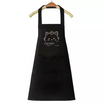Cartoon Cats Printing Kitchen Apron Oil Proof Household Cook Apron Cute Workwear Apron Cooking black-type 2