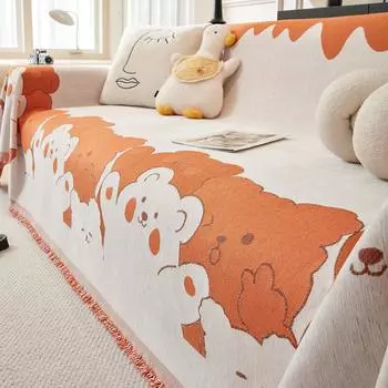 Cartoon Chenille Sofa Towel Full Cover Cloth Four Seasons Universal Sofa Cover Non-Slip Anti-Scratching Sofa Cushion 180*130cm