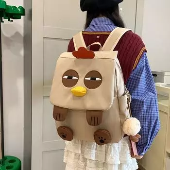 Рюкзак с рисунком цыпленка для женщин, дорожный рюкзак, легкая школьная сумка для студентов белый