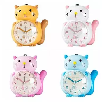 Cartoon Children Alarm Clock Music Tabletop Clock Gifts Bedside Clocks Time Management Tool Yellow Cat