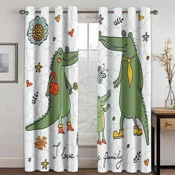 Cartoon Children s Room Curtains Boys and Girls Bedroom Cute Dinosaur Blackout New Finished Curtains Bay Window Balcony 100W130H(CM)40x51in&Hook