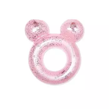 Cartoon Childrens Thickened With Handles Sequins Pink Ears Swimming Rings 50 cm