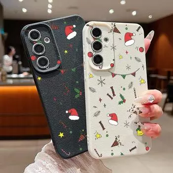 Cartoon Christmas Gift Soft Silicone Shell for Samsung S24 S22 Ultra Plus S23 S21 S20 Fe A55 A54 A53 A52 A35 A15 A16 Solid Color Shockproof Slim Cover Samsung S24 FE чёрный